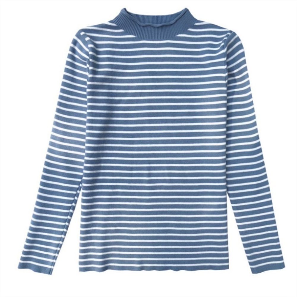 Cotton knit striped long sleeve T